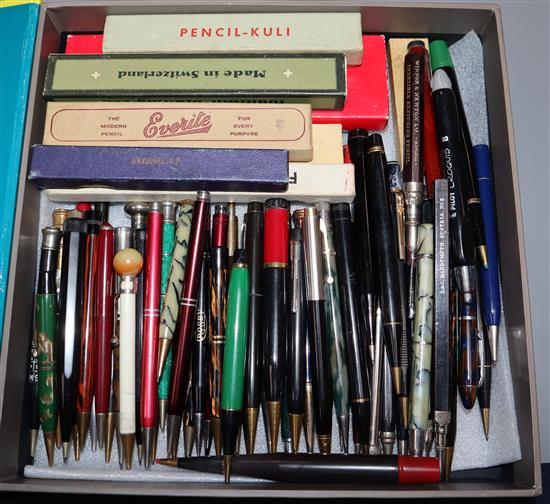 A large collection of vintage pencils, etc.